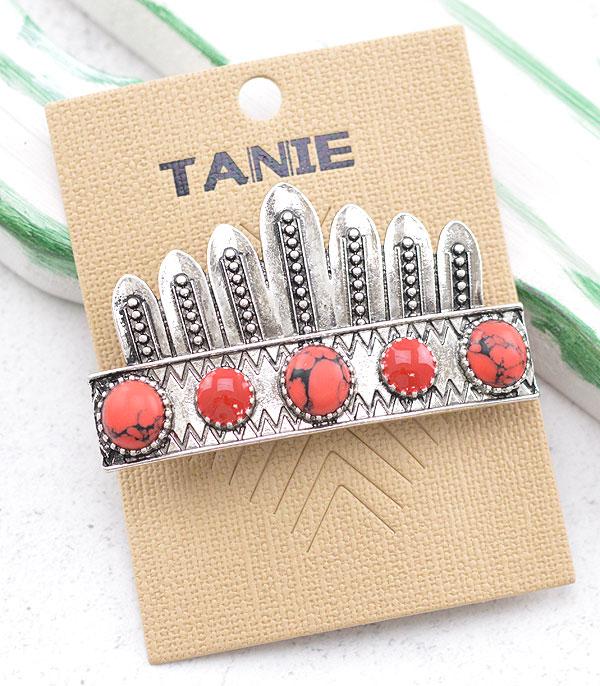 HATS I HAIR ACC :: HAIR ACCESSORIES :: Wholesale Western Semi Stone Barrette Hair Clip