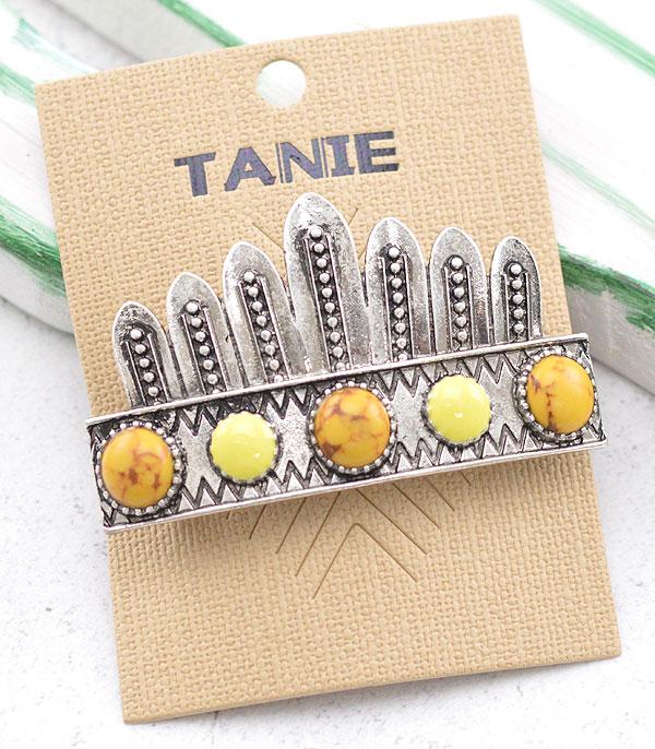 HATS I HAIR ACC :: HAIR ACCESSORIES :: Wholesale Western Semi Stone Barrette Hair Clip