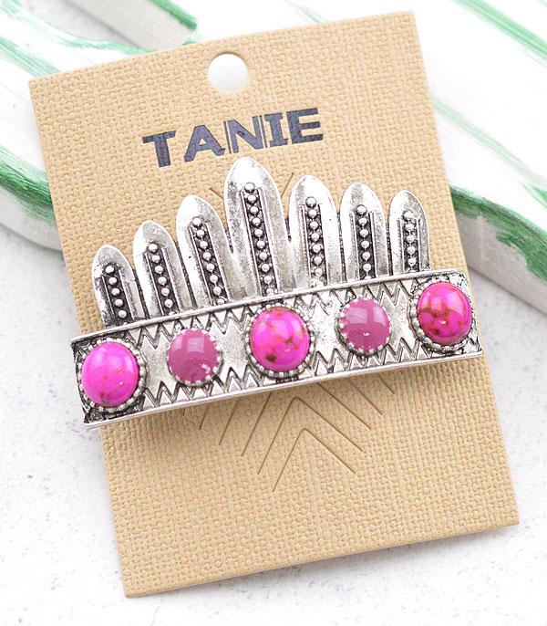 HATS I HAIR ACC :: HAIR ACCESSORIES :: Wholesale Western Semi Stone Barrette Hair Clip