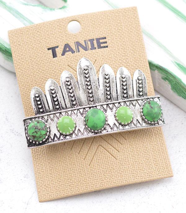 HATS I HAIR ACC :: HAIR ACCESSORIES :: Wholesale Western Semi Stone Barrette Hair Clip
