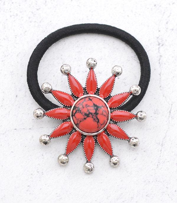 HATS I HAIR ACC :: HAIR ACCESSORIES :: Wholesale Western Concho Ponytail Hair Tie