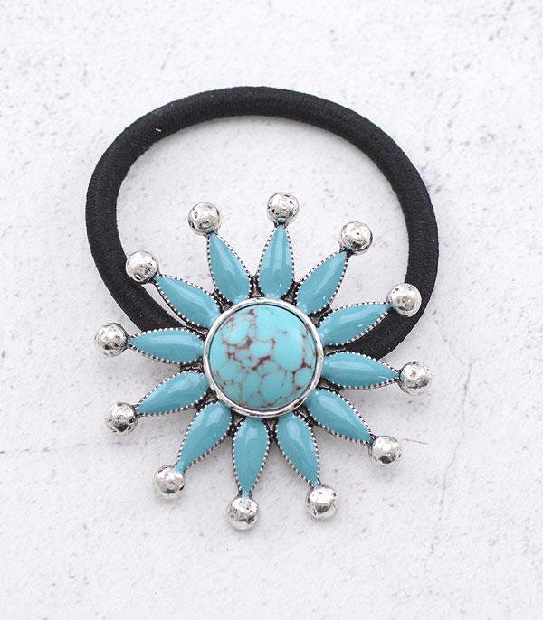 HATS I HAIR ACC :: HAIR ACCESSORIES :: Wholesale Western Concho Ponytail Hair Tie