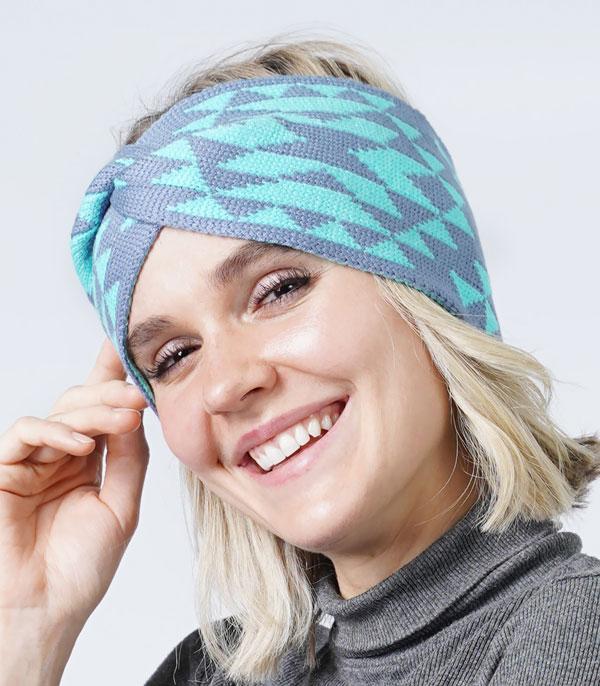 HATS I HAIR ACC :: BEANIES I HEADWRAP :: Wholesale Western Aztec Pattern Winter Headband