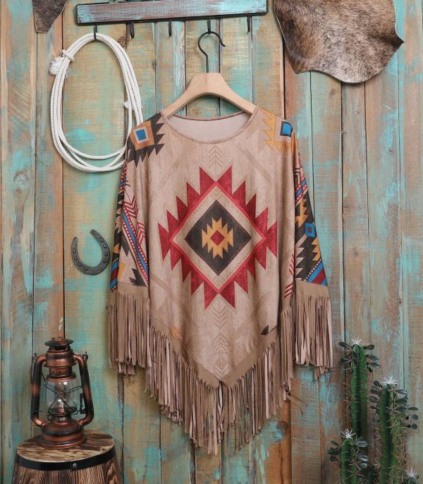 New Arrival :: Wholesale Montana West Aztec Fringe Poncho