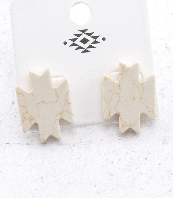 EARRINGS :: WESTERN POST EARRINGS :: Wholesale Western Semi Stone Aztec Earrings