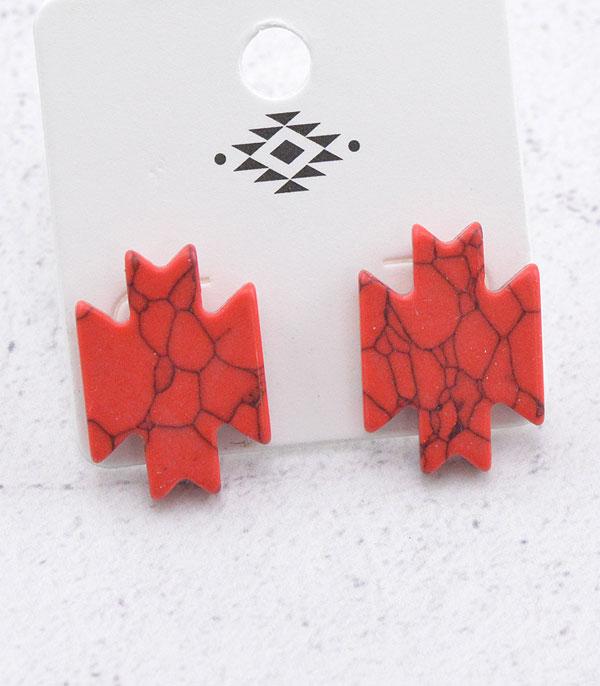 EARRINGS :: WESTERN POST EARRINGS :: Wholesale Western Semi Stone Aztec Earrings