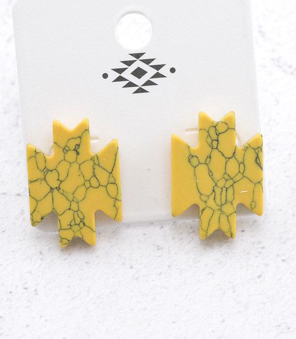 EARRINGS :: WESTERN POST EARRINGS :: Wholesale Western Semi Stone Aztec Earrings