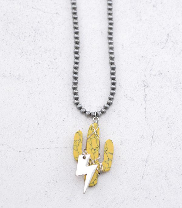 NECKLACES :: WESTERN TREND :: Wholesale Western Semi Stone Cactus Necklace