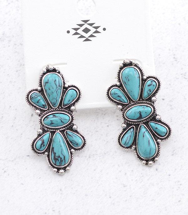 New Arrival :: Wholesale Western Turquoise Semi Stone Earrings