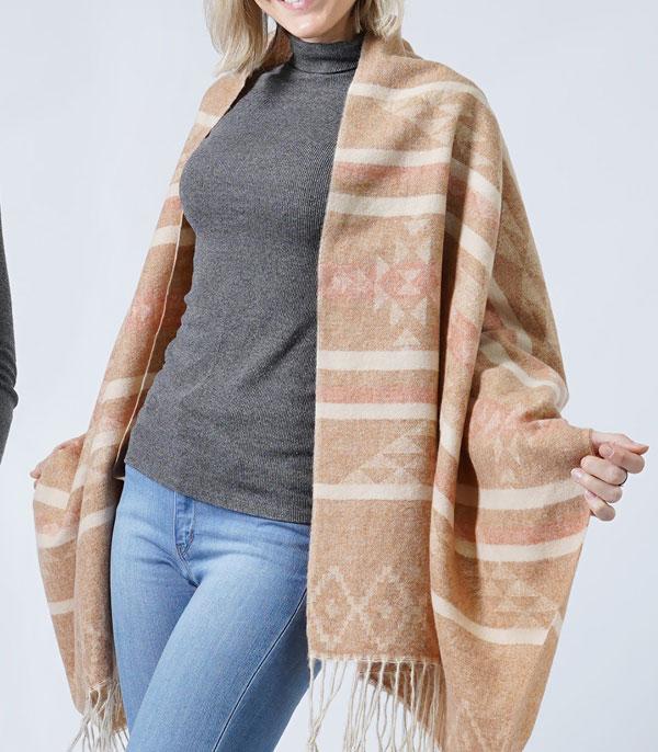 KIMONO I SCARVES :: SCARF / SCARF RING :: Wholesale Western Aztec Pattern Oversized Scarf