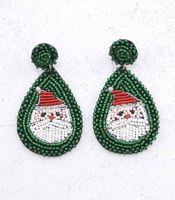 <font color=GREEN>SEASONAL</font> :: Wholesale Seed Bead Christmas Santa Earrings