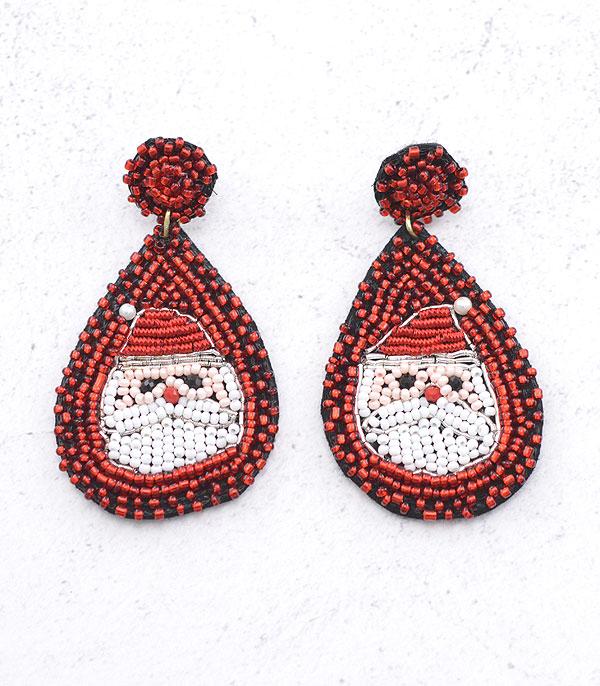 <font color=GREEN>HOLIDAYS</font> :: JEWELRY I BAGS :: Wholesale Seed Bead Christmas Santa Earrings