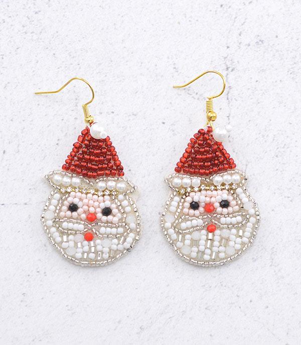 New Arrival :: Wholesale Seed Bead Christmas Santa Earrings