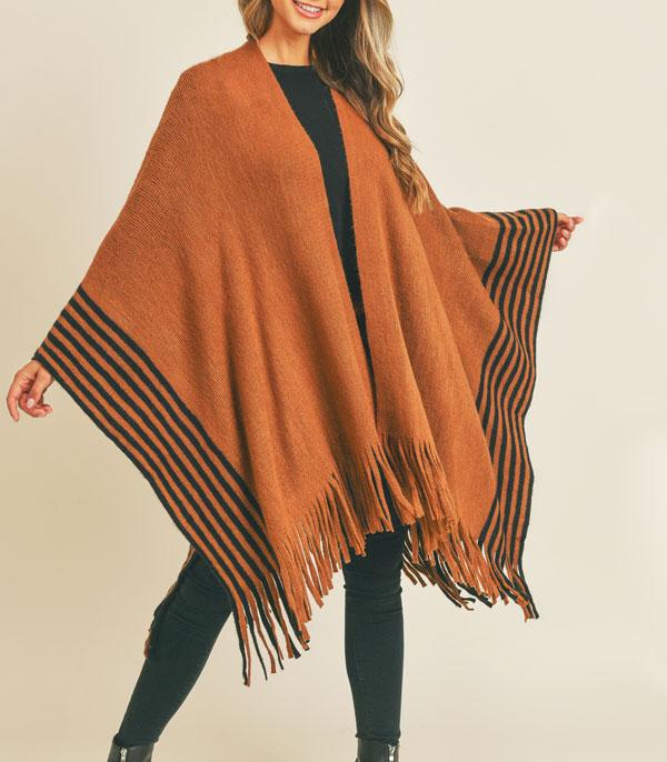 New Arrival :: Wholesale Fall Winter Stripe Knit Ruana