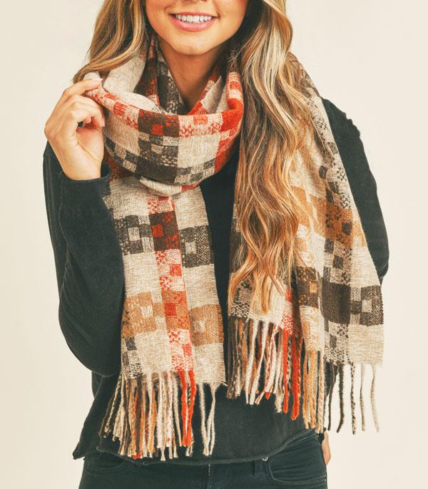 SCARVES I KIMONO :: SCARF / SCARF RING :: Wholesale Fall Winter Pixel Check Pattern Scarf