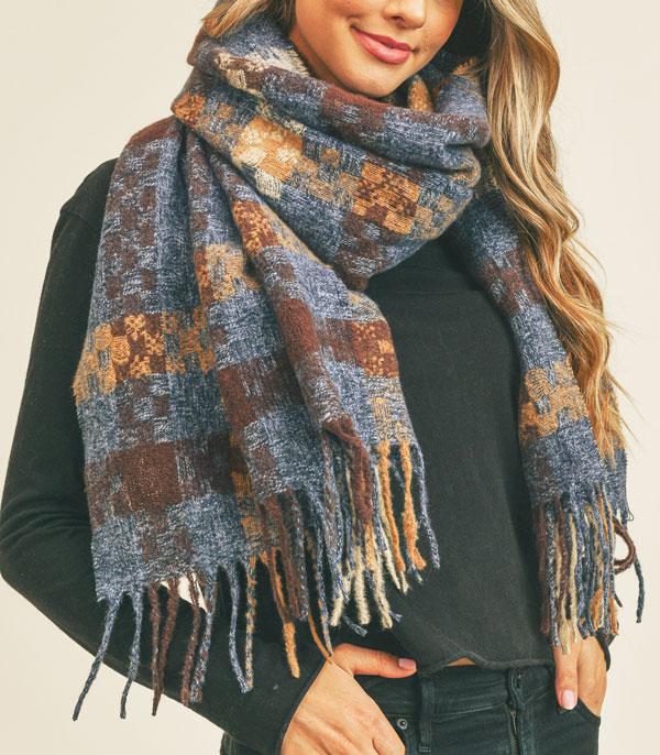 New Arrival :: Wholesale Fall Winter Pixel Check Pattern Scarf