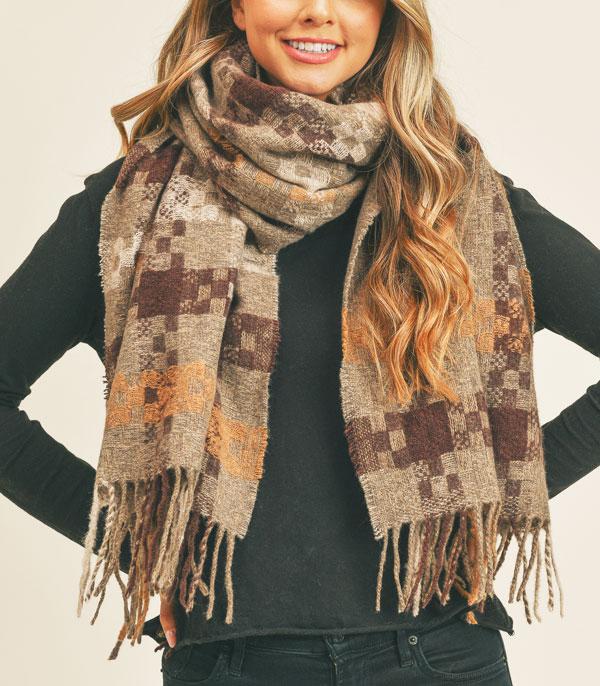 KIMONO I SCARVES :: SCARF / SCARF RING :: Wholesale Fall Winter Pixel Check Pattern Poncho