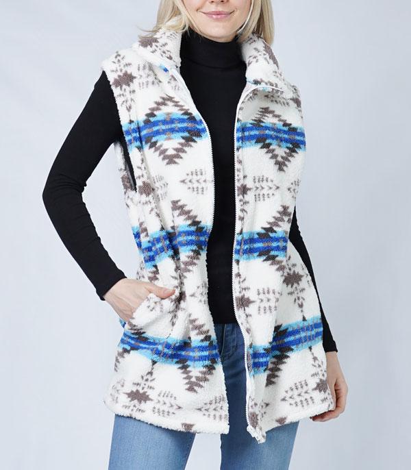 New Arrival :: Wholesale Western Aztec Sherpa Fleece Vest