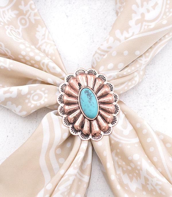 New Arrival :: Wholesale Western Turquoise Concho Scarf Ring
