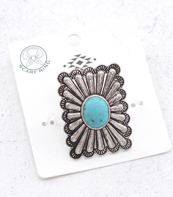 New Arrival :: Wholesale Western Turquoise Concho Scarf Ring
