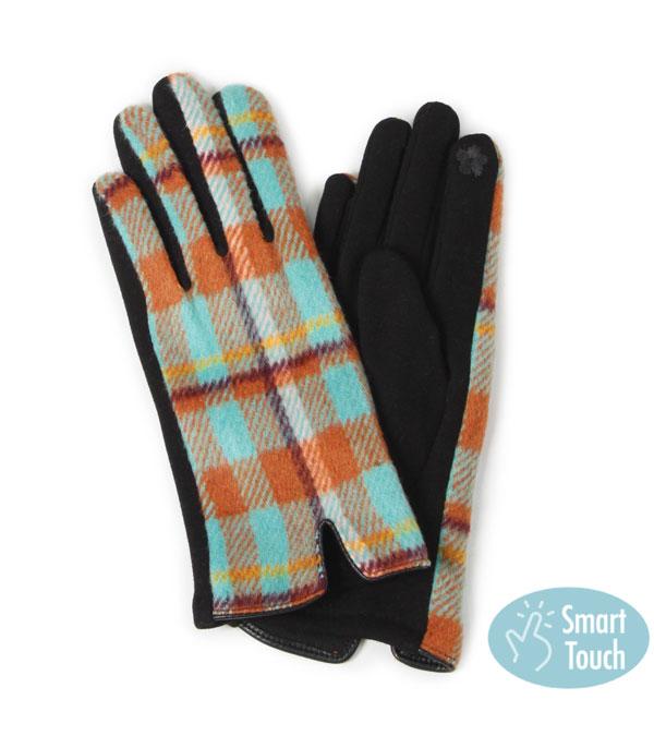 GLOVES :: Wholesale Plaid Cold Weather Gloves
