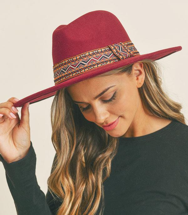 New Arrival :: Wholesale Boho Aztec Trim Rancher Style Hat