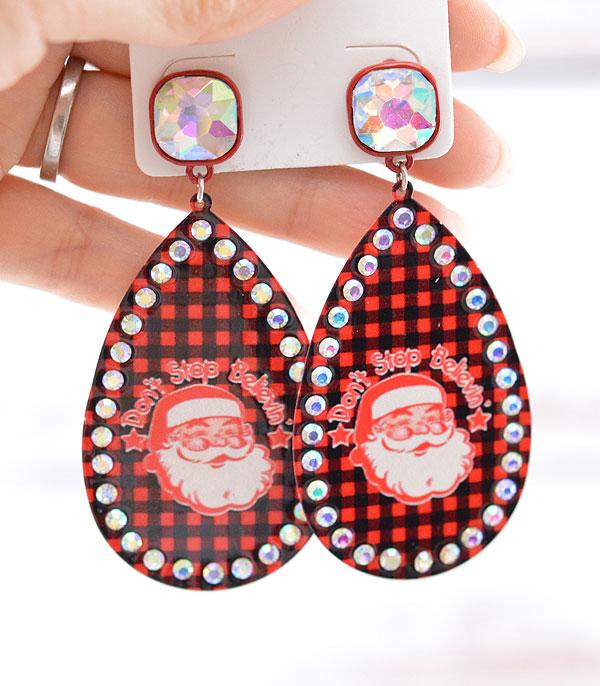 <font color=GREEN>HOLIDAYS</font> :: Wholesale Western Christmas Santa Teardrop Earring