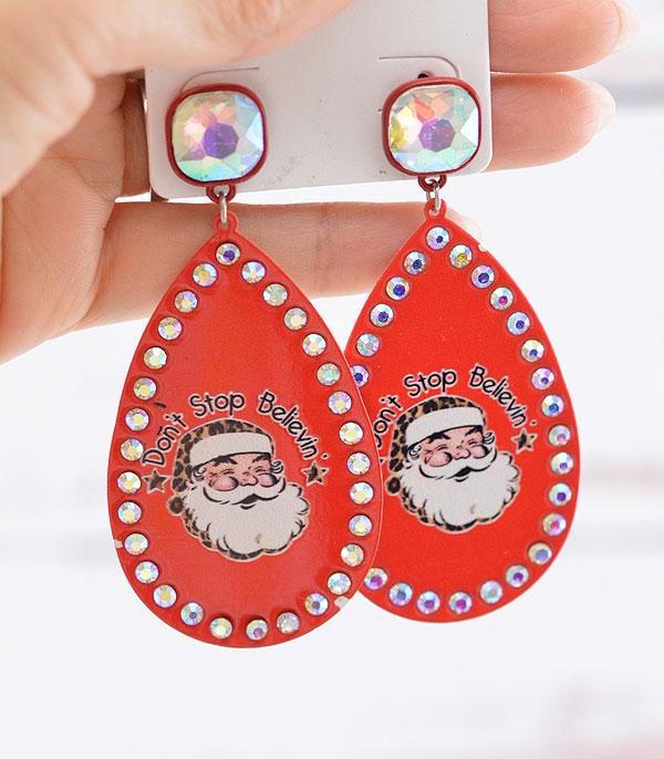 <font color=GREEN>SEASONAL</font> :: Wholesale Vintage Christmas Santa Teardrop Earring