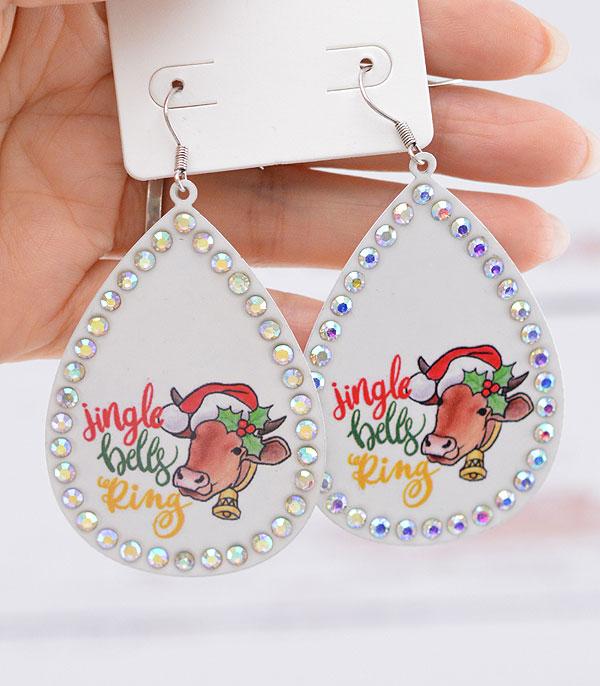 <font color=GREEN>HOLIDAYS</font> :: JEWELRY I BAGS :: Wholesale Christmas Cow Teardrop Earrings