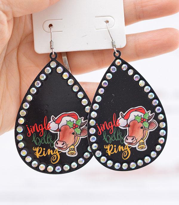 <font color=GREEN>HOLIDAYS</font> :: JEWELRY I BAGS :: Wholesale Christmas Cow Teardrop Earrings