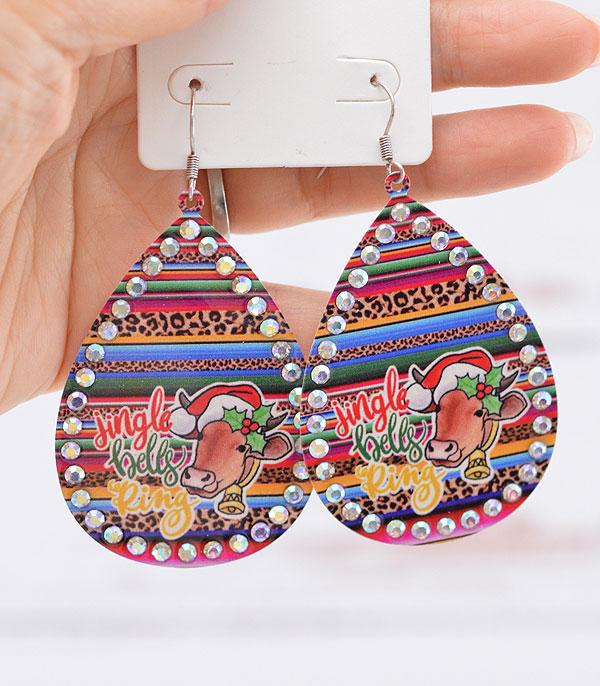 <font color=GREEN>HOLIDAYS</font> :: JEWELRY I BAGS :: Wholesale Christmas Cow Teardrop Earrings