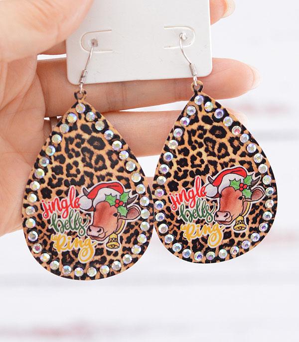 <font color=GREEN>HOLIDAYS</font> :: JEWELRY I BAGS :: Wholesale Christmas Cow Teardrop Earrings