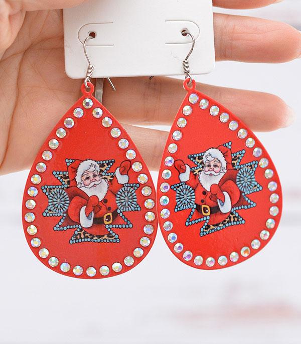 <font color=GREEN>SEASONAL</font> :: Wholesale Western Christmas Santa Teardrop Earring