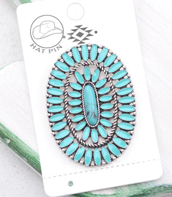 New Arrival :: Wholesale Western Turquoise Concho Hat Pin