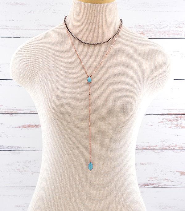 NECKLACES :: TRENDY :: Wholesale Western Turquoise Lariat Necklace