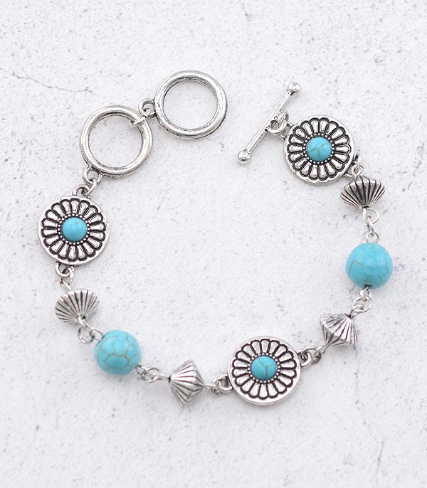 BRACELETS :: LINK :: Wholesale Western Turquoise Concho Toggle Bracelet