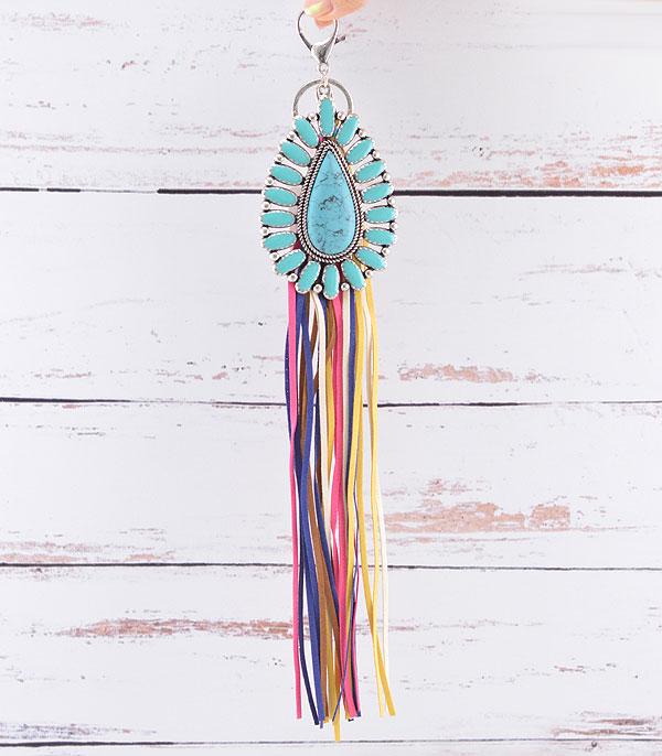 <font color=BLUE>WATCH BAND/ GIFT ITEMS</font> :: KEYCHAINS :: Wholesale Turquoise Fringe Purse Charm Keychain