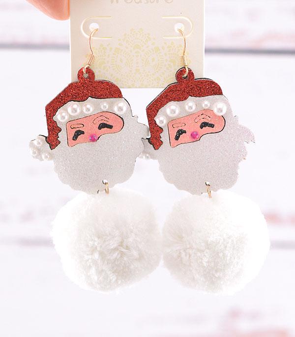<font color=GREEN>HOLIDAYS</font> :: Wholesale Christmas Santa Pom Pom Earrings