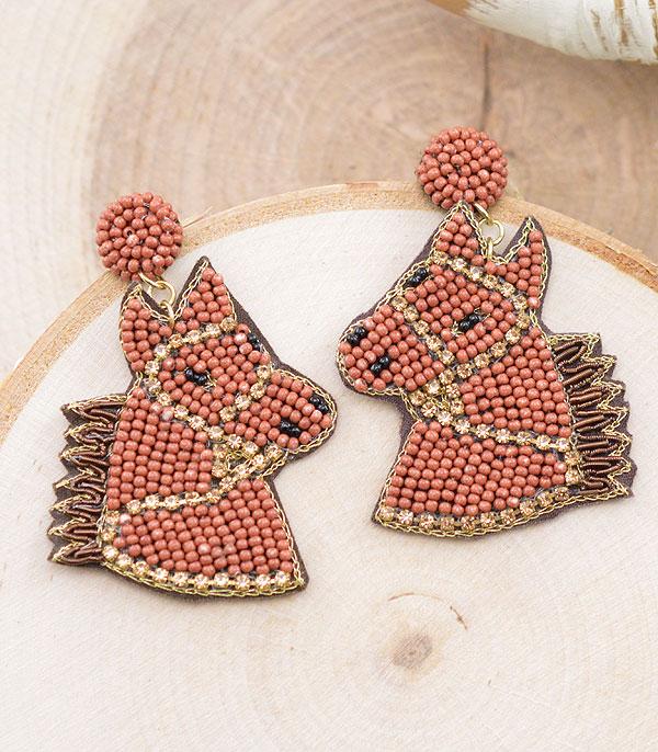 <font color=black>SALE ITEMS</font> :: JEWELRY :: Earrings :: Wholesale Western Seed Bead Horse Earrings