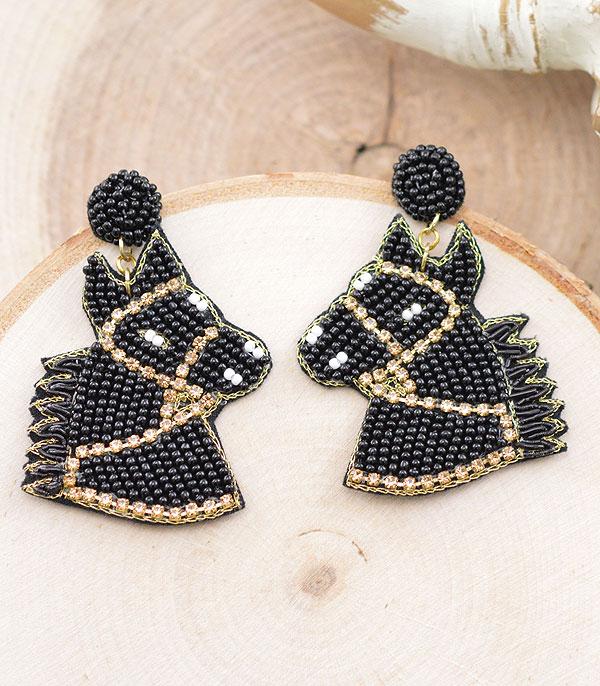 <font color=black>SALE ITEMS</font> :: JEWELRY :: Earrings :: Wholesale Western Seed Bead Horse Earrings