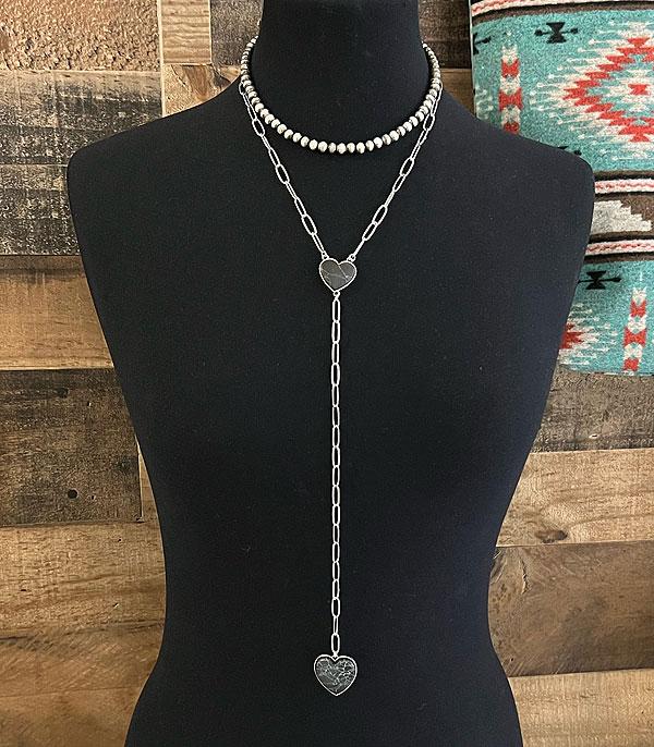 NECKLACES :: WESTERN LONG NECKLACES :: Wholesale Western Turquoise Heart Lariat Necklace