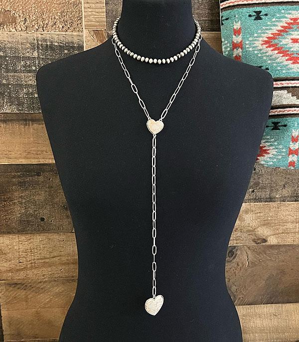 NECKLACES :: WESTERN LONG NECKLACES :: Wholesale Western Turquoise Heart Lariat Necklace