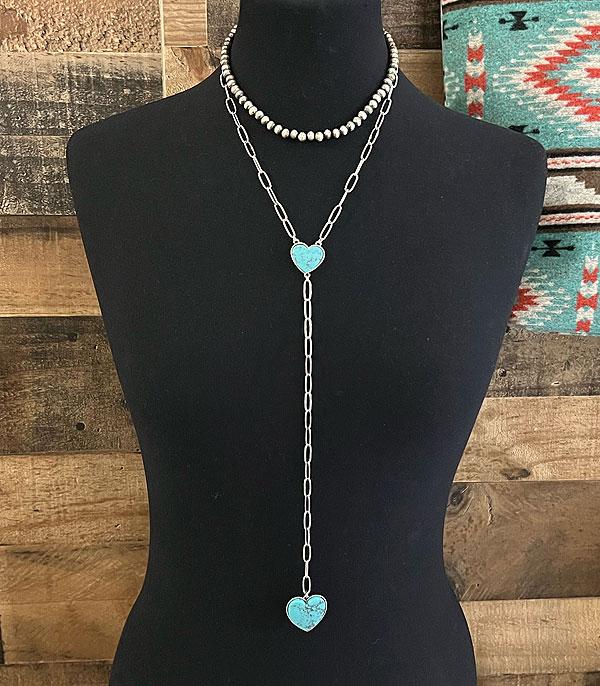 <font color=Turquoise>TURQUOISE JEWELRY</font> :: Wholesale Western Turquoise Heart Lariat Necklace