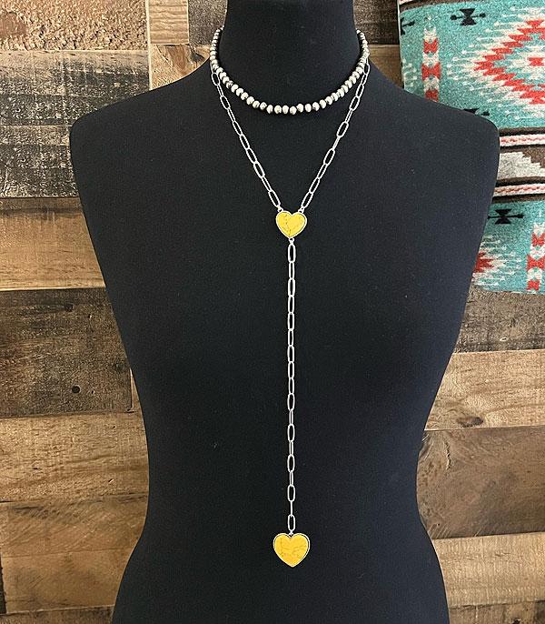 NECKLACES :: WESTERN LONG NECKLACES :: Wholesale Western Turquoise Heart Lariat Necklace