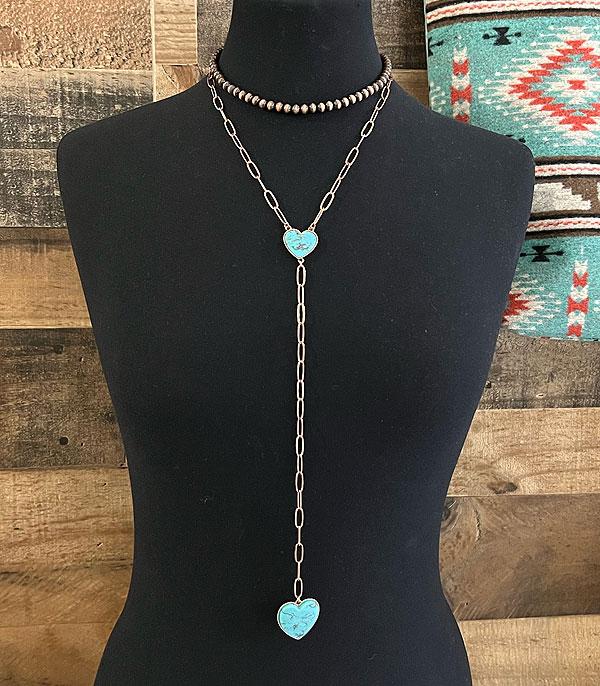 <font color=red>VALENTINE'S</font> :: Wholesale Western Turquoise Heart Lariat Necklace