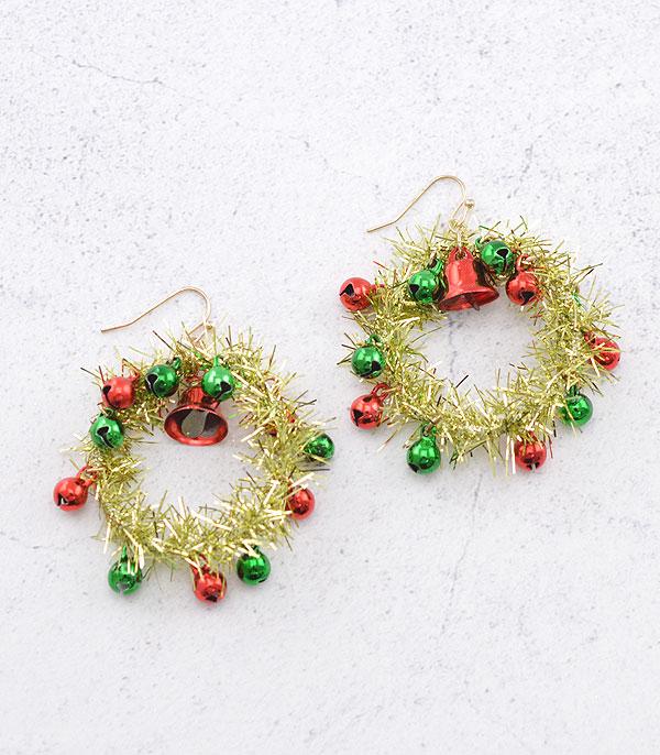 <font color=GREEN>HOLIDAYS</font> :: JEWELRY I BAGS :: Wholesale Christmas Wreath Bell Earrings