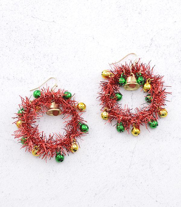 <font color=GREEN>HOLIDAYS</font> :: Wholesale Christmas Wreath Bell Earrings