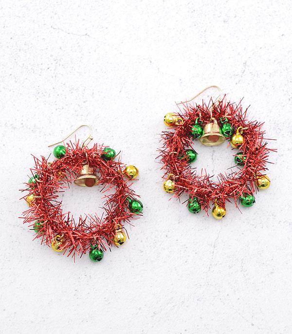<font color=GREEN>HOLIDAYS</font> :: JEWELRY I BAGS :: Wholesale Christmas Wreath Bell Earrings
