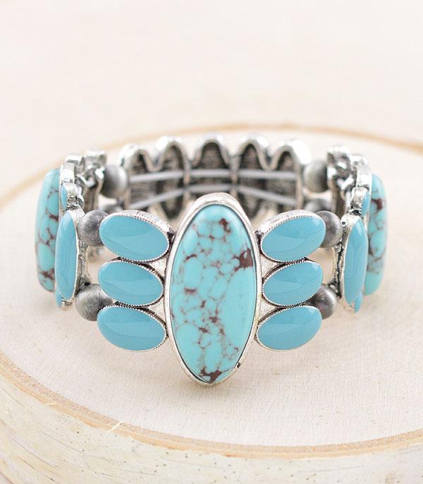 BRACELETS :: STRETCH :: Wholesale Western Turquoise Chunky Bracelet