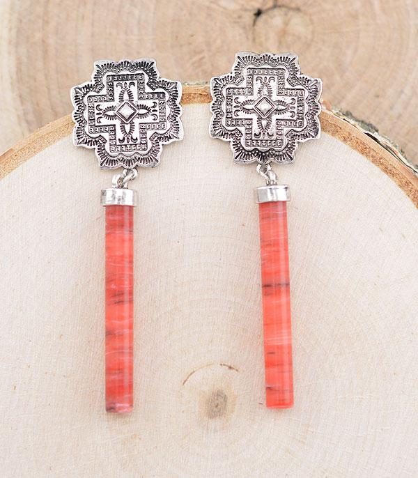 EARRINGS :: WESTERN POST EARRINGS :: Wholesale Western Cross Concho Drop Earrings